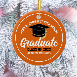 Orange White Graduate Custom 2026 Graduation Ceramic Ornament