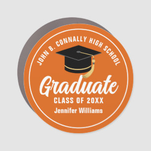 Orange White Graduate Custom Graduation Car Magnet