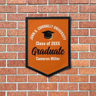 Orange White Graduate Custom Graduation Keepsake Pennant