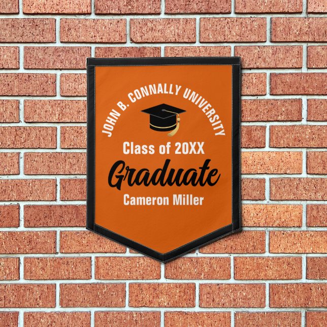 Orange White Graduate Custom Graduation Keepsake Pennant (Insitu 1)