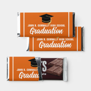 Orange White Graduate Custom Graduation Party Hershey Bar Favors