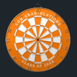 Orange & White Graduation | Custom Text Dart Board<br><div class="desc">Change the background color to the school color and personalize the text as needed. Congratulate the grad in your life with your desired messages such as "CON-GRAD-ULATIONS CLASS OF 20XX". This dartboard would be great to double as an activity to have at the graduation party as well as a graduation...</div>