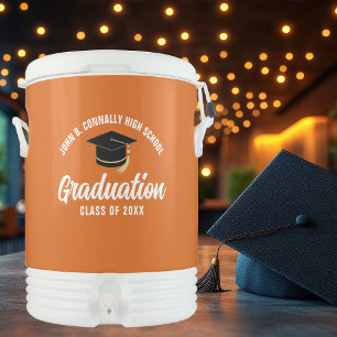 Orange White Graduation Party Customized Beverage Cooler