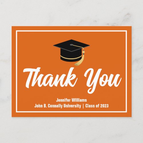 Orange White Graduation Personalized 2024 Graduate Postcard