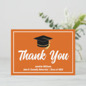 Orange White Graduation Personalized 2024 Graduate Thank You Card (Standing Front)