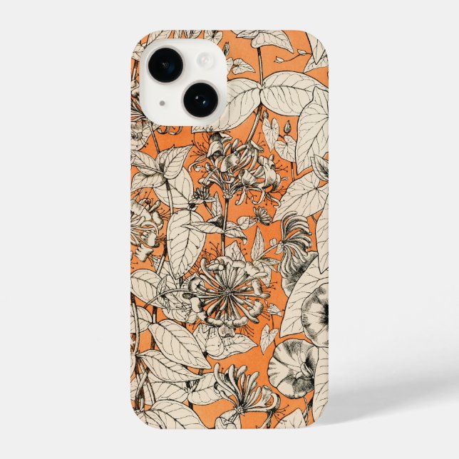 Orange White Graphic Flowers Pattern iPhone Case (Back)
