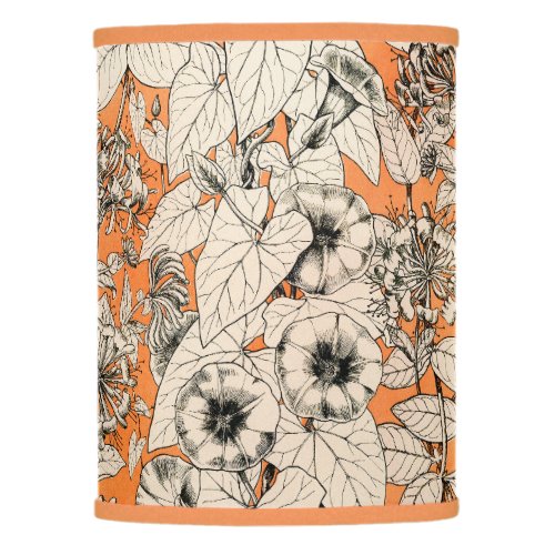 Orange White Graphic Flowers Pattern Lamp Shade