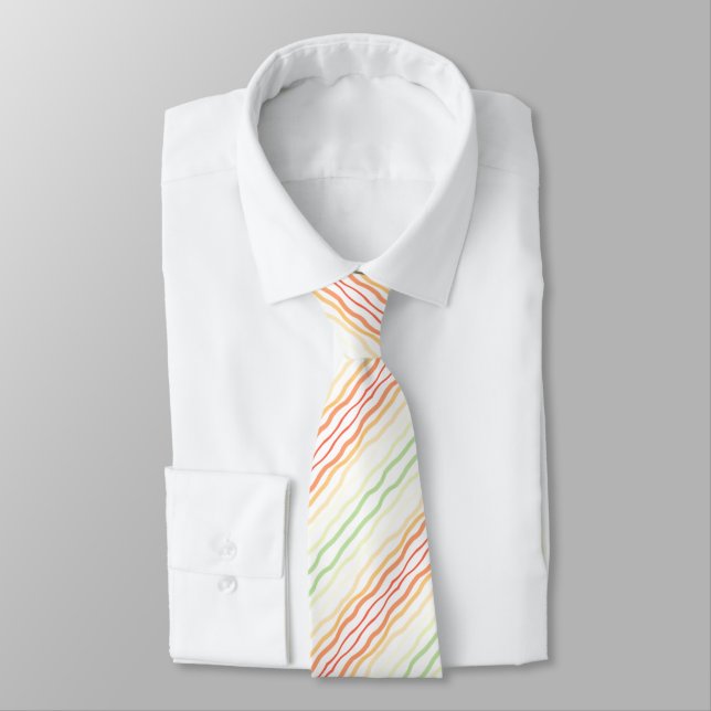 Orange White Green and Yellow Neck Tie (Tied)
