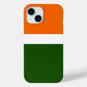 Orange White Green Plain Color Block Design iPhone 15 Case