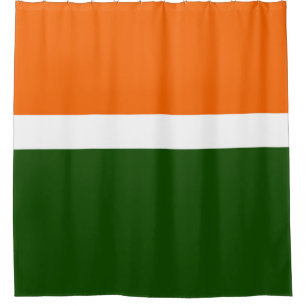 Orange White Green Plain Color Block Design Shower Curtain