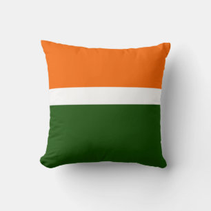 Orange White Green Plain Color Block Design Throw Pillow