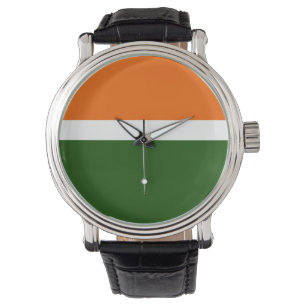 Orange White Green Plain Color Block Design Watch