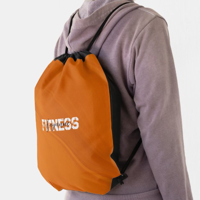 Orange White Gym Yoga Workout Drawstring Bag (Insitu)