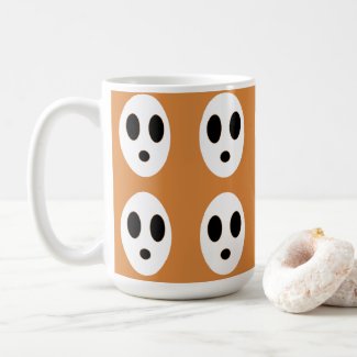 Orange White Halloween Ghost Pattern