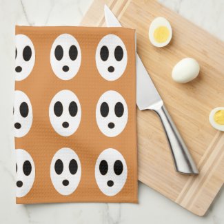 Orange White Halloween Ghost Pattern 