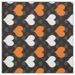 Orange  White Hearts Black  Fabric