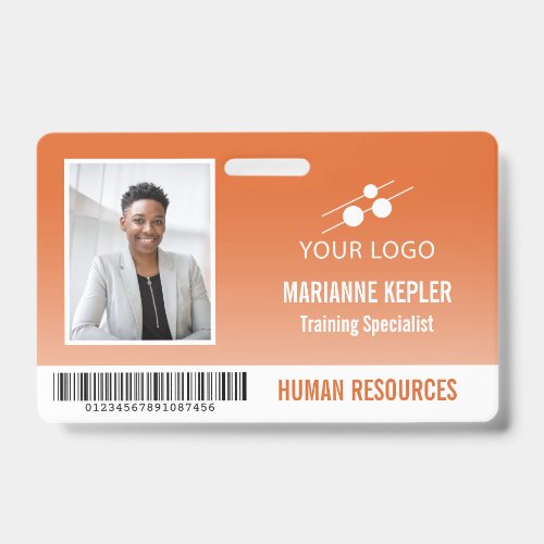 Orange White Hospital Employee ID Add Your Logo Badge