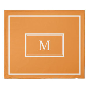 Orange White Hotel Chic Stylish Monogram Trendy Duvet Cover