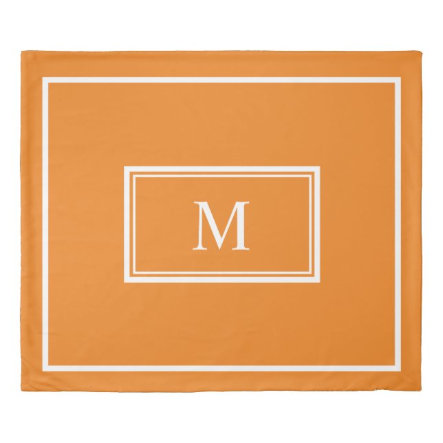 Orange White Hotel Chic Stylish Monogram Trendy Duvet Cover (Front)
