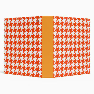 Orange White Houndstooth Check 3 Ring Binder