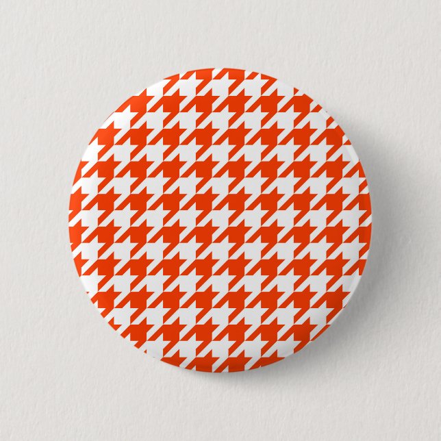 Orange White Houndstooth Check Button (Front)