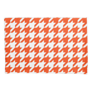 Orange White Houndstooth Check Pillow Case