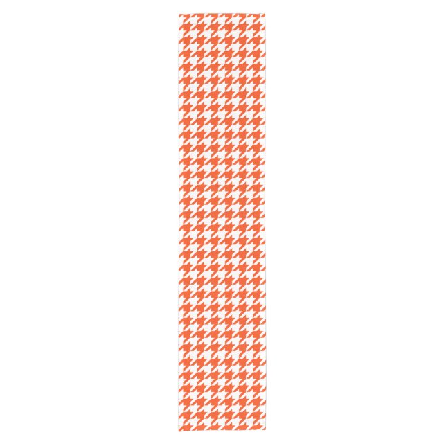 Orange White Houndstooth Check Short Table Runner (Front)