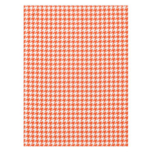 Orange White Houndstooth Check Tablecloth