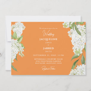 Orange White Hydrangeas Wedding  Invitation