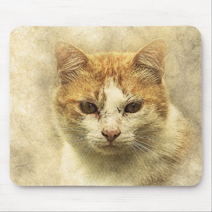 Orange &amp; White Kitty | Abstract | Watercolor Mouse Pad