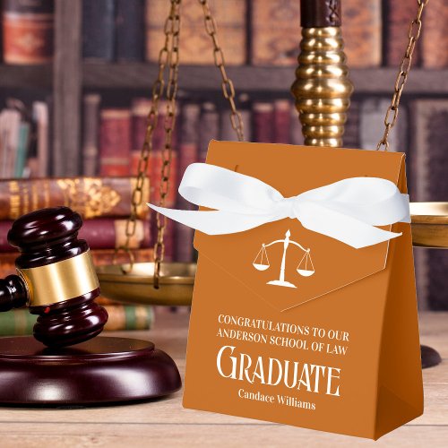 Orange White Law School Custom Graduation Party Favor Boxes