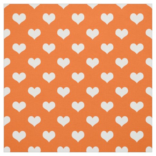 Orange White Love Heart Pattern Design  Fabric
