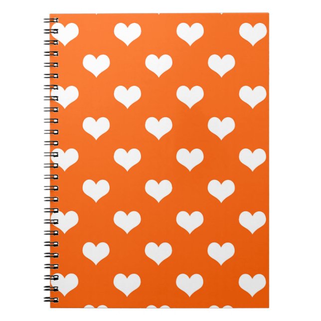 Orange White Love Heart Pattern Design  Notebook (Front)