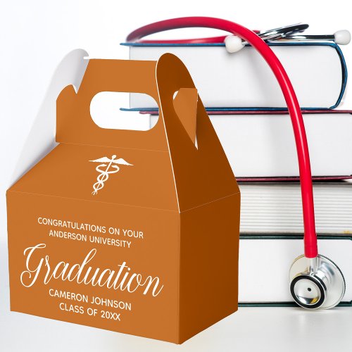 Orange White Medical School Graduation Party Favor Boxes