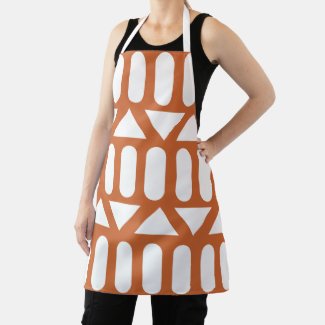 Orange White Modern Geometric Apron