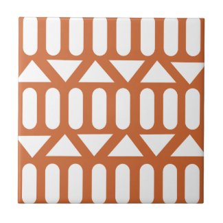 Orange White Modern Geometric Ceramic Tile