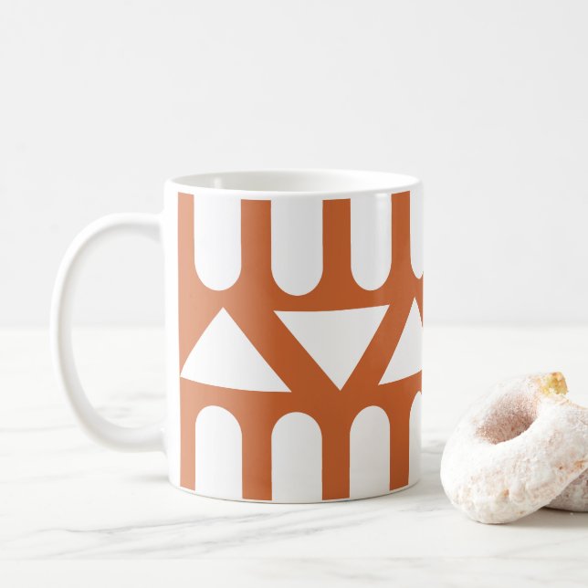 Orange White Modern Geometric Coffee Mug (With Donut)