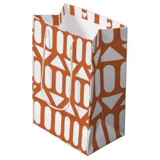 Orange White Modern Geometric Medium Gift Bag