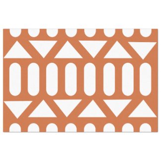 Orange White Modern Geometric Tissue Paper