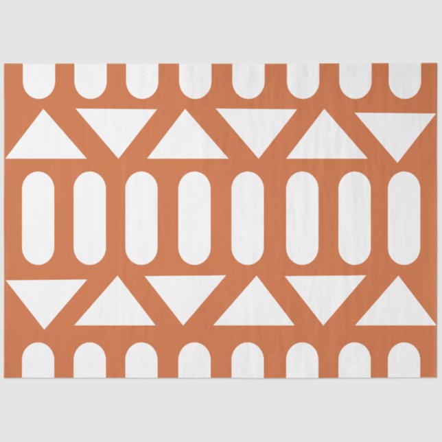 Orange White Modern Geometric Tissue Paper (Front)