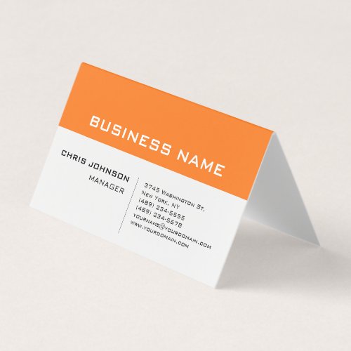 Orange White Modern Minimalist Business Card