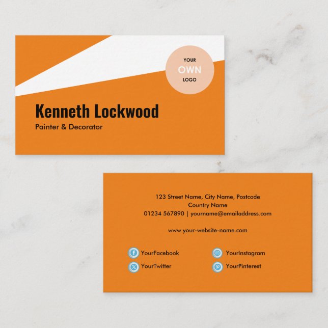 Orange White Modern Minimalist Style Business Card (Front/Back)