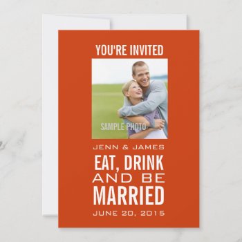 Orange White Modern Photo Wedding Invitations by zazzleoccasions at Zazzle