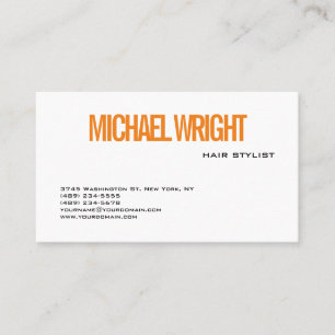 Orange White Modern Plain Simple Minimalist Bold Business Card