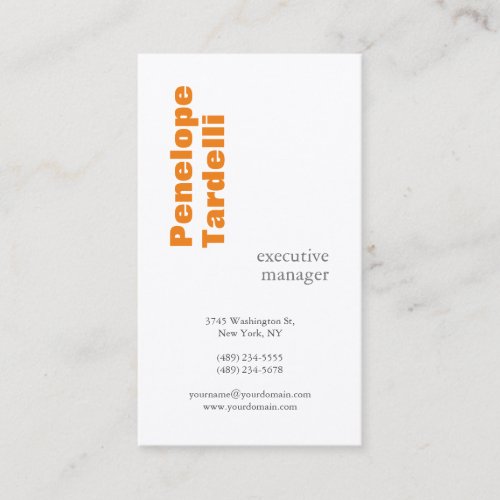 Orange White Modern Simple Plain Premium Silk Business Card
