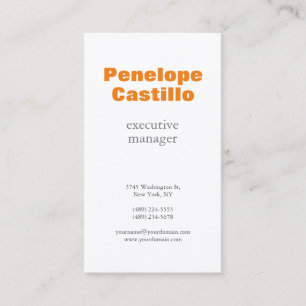 Orange White Modern Simple Plain Premium Silk Business Card