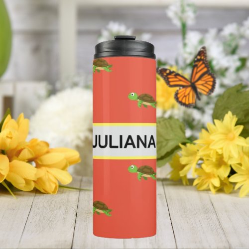 Orange White Modern Turtle Tumbler