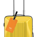 Orange white monogram initials luggage tag<br><div class="desc">A sunset orange colored background. Personalize and add your monogram letters and full name on the front. Your contact information on the back.</div>