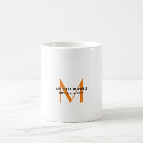 Orange White Monogram Modern Minimalist Coffee Mug