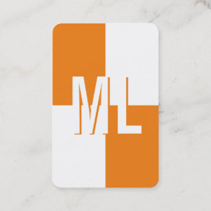 Orange White Monogram Portrait Business Card